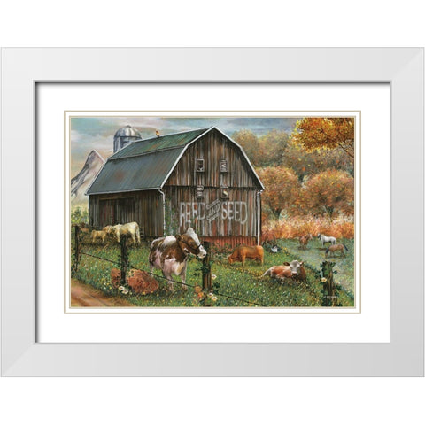 Feed and Seed Farm White Modern Wood Framed Art Print with Double Matting by Wargo, Ed