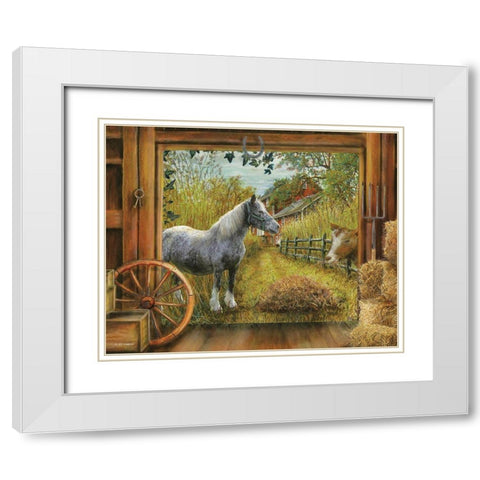 Barn View I White Modern Wood Framed Art Print with Double Matting by Wargo, Ed