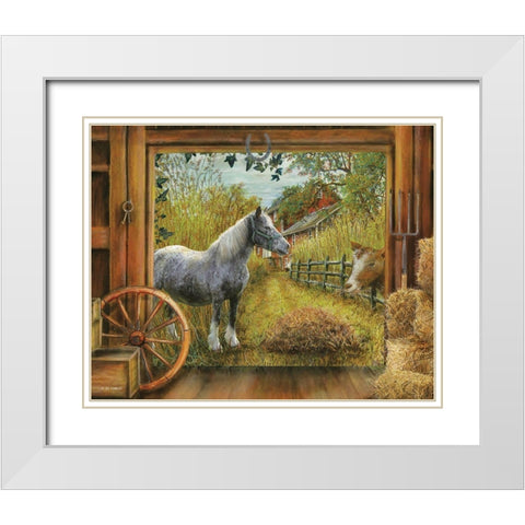 Barn View I White Modern Wood Framed Art Print with Double Matting by Wargo, Ed