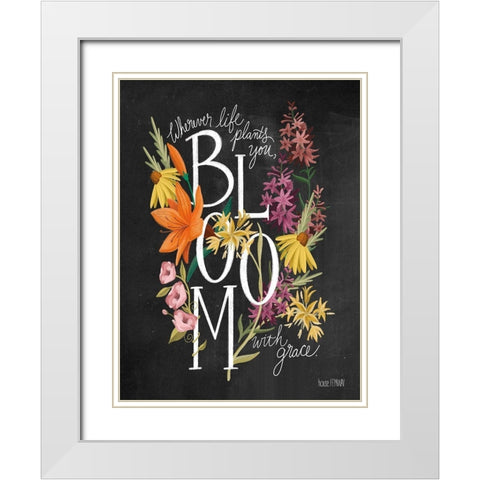 Bloom with Grace White Modern Wood Framed Art Print with Double Matting by House Fenway