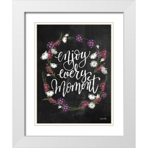 Enjoy Every Moment White Modern Wood Framed Art Print with Double Matting by House Fenway