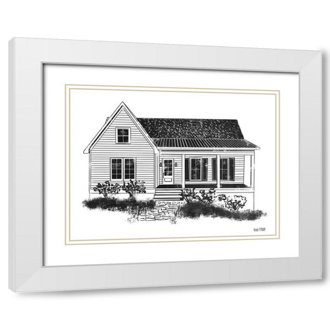 Farmhouse I White Modern Wood Framed Art Print with Double Matting by House Fenway