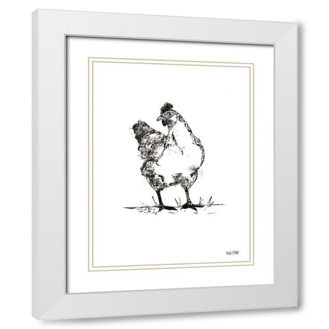 Farmhouse Chicken White Modern Wood Framed Art Print with Double Matting by House Fenway