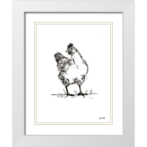 Farmhouse Chicken White Modern Wood Framed Art Print with Double Matting by House Fenway