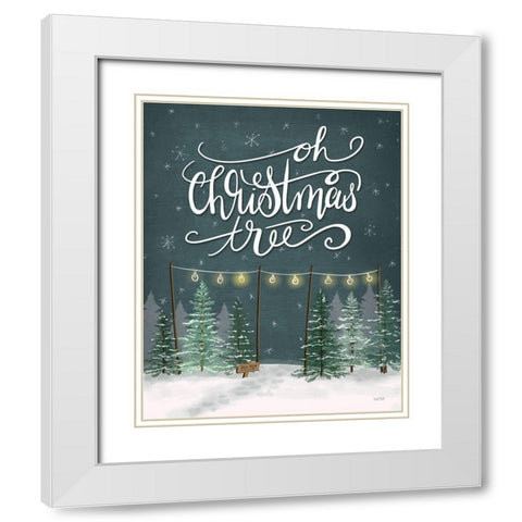 Oh Christmas Tree White Modern Wood Framed Art Print with Double Matting by House Fenway