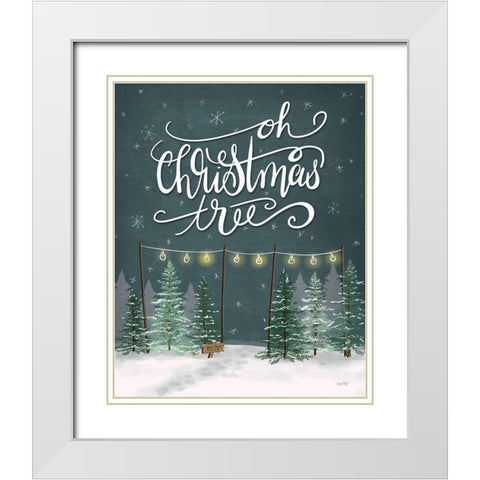 Oh Christmas Tree White Modern Wood Framed Art Print with Double Matting by House Fenway