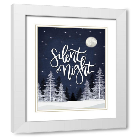 Silent Night White Modern Wood Framed Art Print with Double Matting by House Fenway