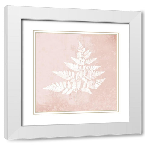 Blush Fern I White Modern Wood Framed Art Print with Double Matting by House Fenway