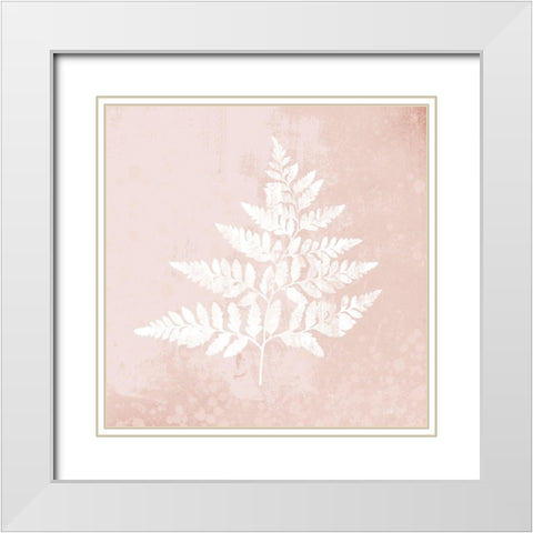 Blush Fern I White Modern Wood Framed Art Print with Double Matting by House Fenway
