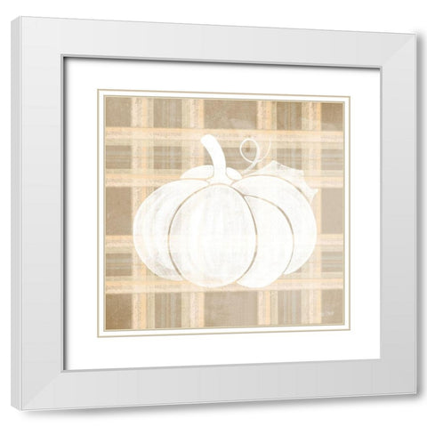 Plaid Pumpkin I White Modern Wood Framed Art Print with Double Matting by House Fenway