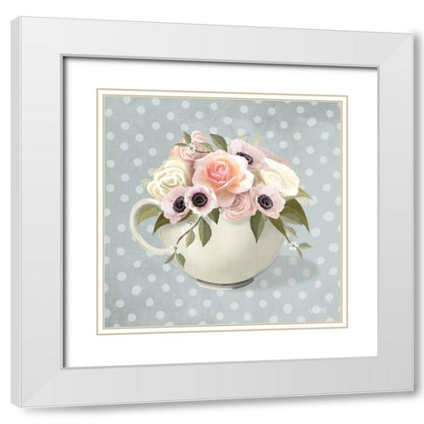 Polka Dot Coffee-Anemone   White Modern Wood Framed Art Print with Double Matting by House Fenway