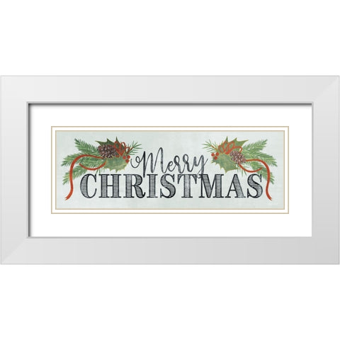 Merry Christmas White Modern Wood Framed Art Print with Double Matting by House Fenway