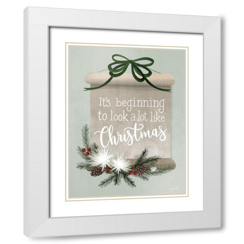 A Lot Like Christmas Scroll White Modern Wood Framed Art Print with Double Matting by House Fenway