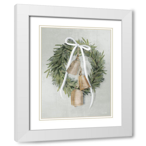 Farmhouse Wreath White Modern Wood Framed Art Print with Double Matting by House Fenway