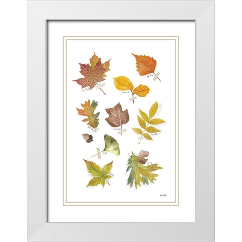 Autumn Leaves White Modern Wood Framed Art Print with Double Matting by House Fenway