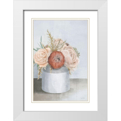 Stoneware Posies I White Modern Wood Framed Art Print with Double Matting by House Fenway
