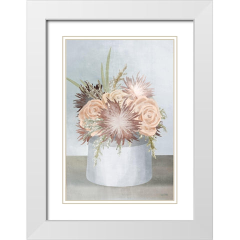 Stoneware Posies II White Modern Wood Framed Art Print with Double Matting by House Fenway