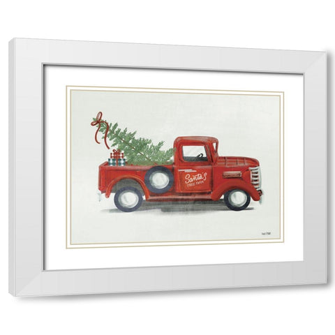 Santas Tree Farm   White Modern Wood Framed Art Print with Double Matting by House Fenway