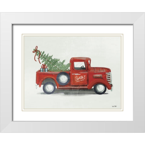 Santas Tree Farm   White Modern Wood Framed Art Print with Double Matting by House Fenway