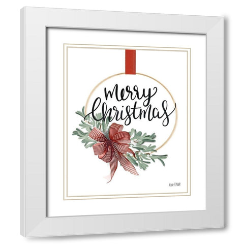 Merry Christmas Mistletoe II White Modern Wood Framed Art Print with Double Matting by House Fenway