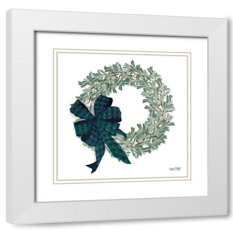 Mistletoe Wreath   White Modern Wood Framed Art Print with Double Matting by House Fenway