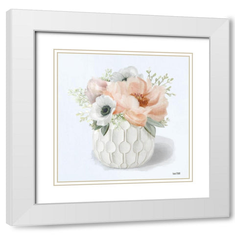 Winter Anemones - Pink White Modern Wood Framed Art Print with Double Matting by House Fenway