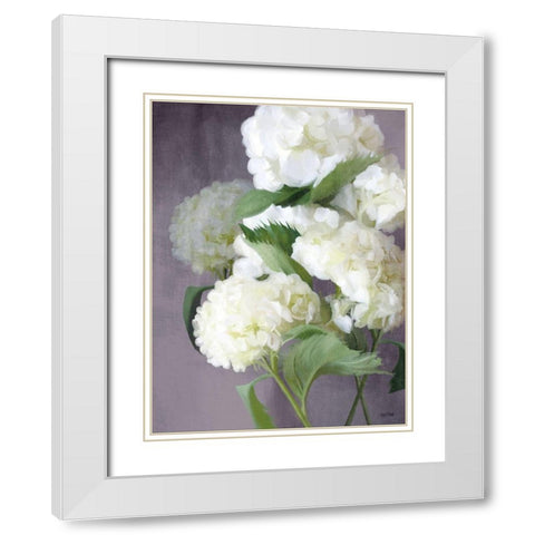 Snow Hydrangeas White Modern Wood Framed Art Print with Double Matting by House Fenway