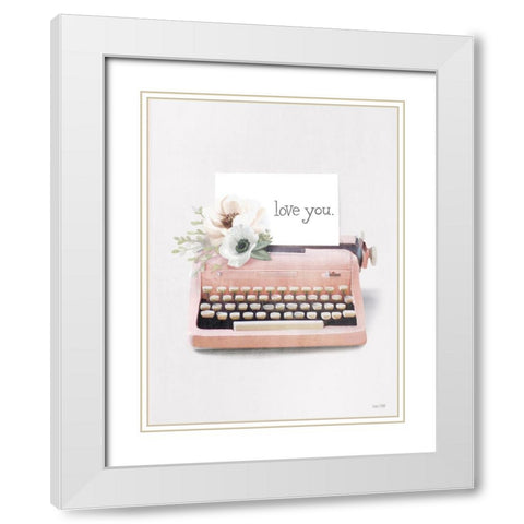 Love Letter Typewriter White Modern Wood Framed Art Print with Double Matting by House Fenway