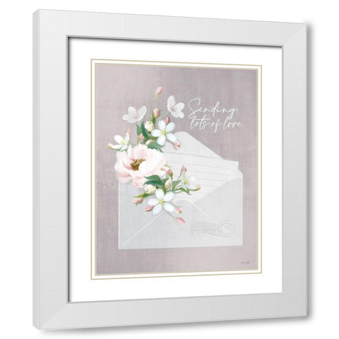 Sending Love White Modern Wood Framed Art Print with Double Matting by House Fenway