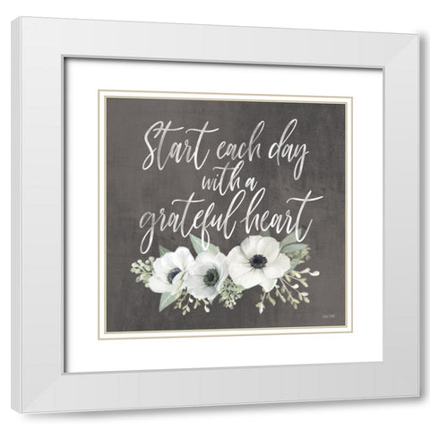 Grateful Heart White Modern Wood Framed Art Print with Double Matting by House Fenway