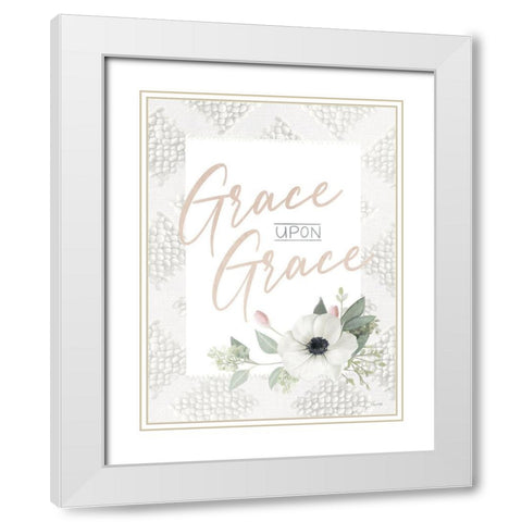 Grace Upon Grace White Modern Wood Framed Art Print with Double Matting by House Fenway