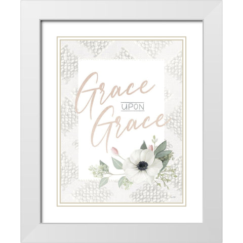 Grace Upon Grace White Modern Wood Framed Art Print with Double Matting by House Fenway