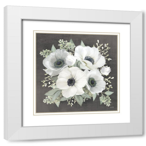 Anemone Square I     White Modern Wood Framed Art Print with Double Matting by House Fenway