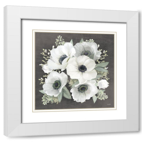 Anemone Square II   White Modern Wood Framed Art Print with Double Matting by House Fenway