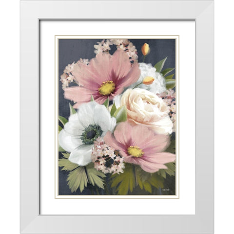 Spring Harmony Floral I White Modern Wood Framed Art Print with Double Matting by House Fenway