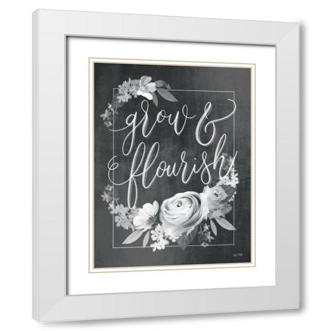 Grow and Flourish White Modern Wood Framed Art Print with Double Matting by House Fenway