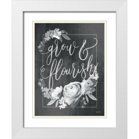 Grow and Flourish White Modern Wood Framed Art Print with Double Matting by House Fenway