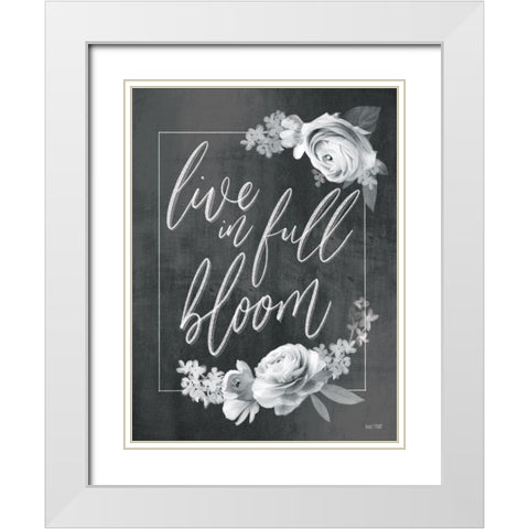 Live in Full Bloom White Modern Wood Framed Art Print with Double Matting by House Fenway