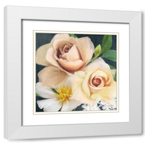Bold Roses White Modern Wood Framed Art Print with Double Matting by House Fenway