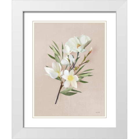 Spring Magnolias White Modern Wood Framed Art Print with Double Matting by House Fenway