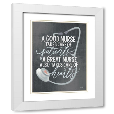 A Nurses Heart White Modern Wood Framed Art Print with Double Matting by House Fenway