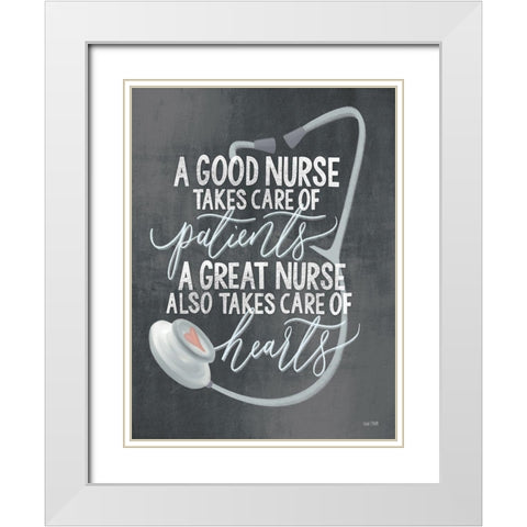 A Nurses Heart White Modern Wood Framed Art Print with Double Matting by House Fenway