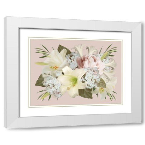 Spring Lily Floral White Modern Wood Framed Art Print with Double Matting by House Fenway