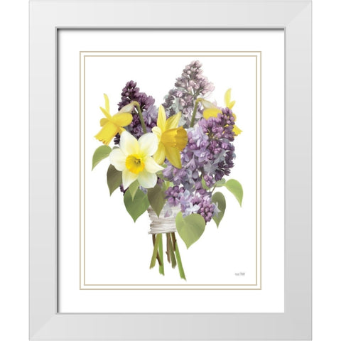 Lilacs and Daffodils White Modern Wood Framed Art Print with Double Matting by House Fenway