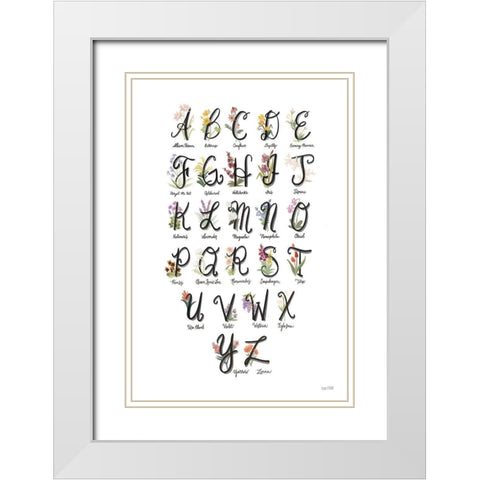Flower Alphabet in White White Modern Wood Framed Art Print with Double Matting by House Fenway