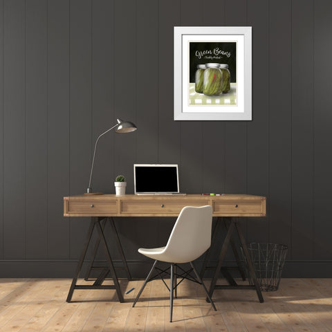Farm Fresh Green Beans White Modern Wood Framed Art Print with Double Matting by House Fenway
