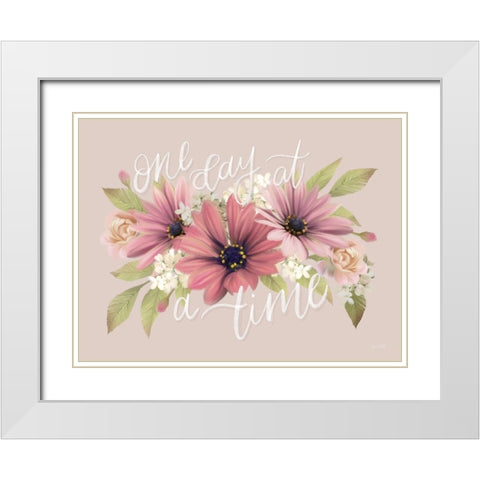 One Day at a Time White Modern Wood Framed Art Print with Double Matting by House Fenway