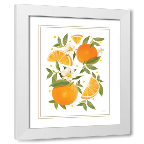 Citrus Orange Botanical White Modern Wood Framed Art Print with Double Matting by House Fenway