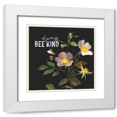 Always Bee Kind White Modern Wood Framed Art Print with Double Matting by House Fenway