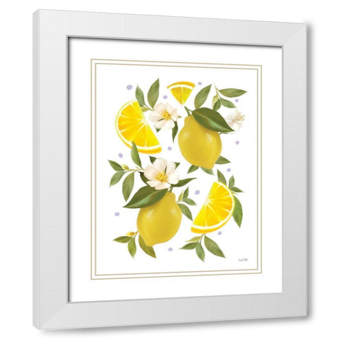 Citrus Lemon Botanical White Modern Wood Framed Art Print with Double Matting by House Fenway